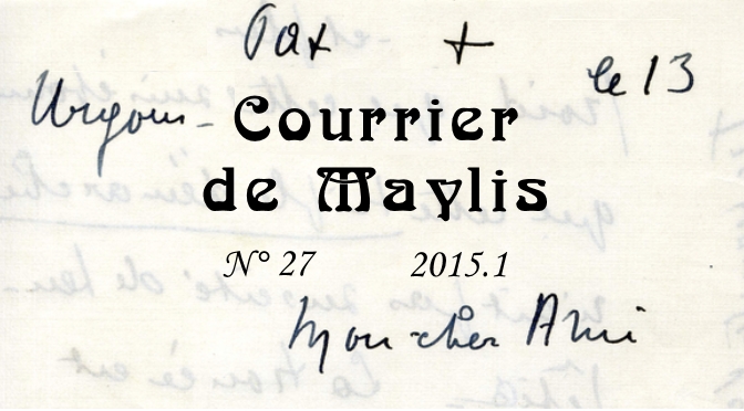 Courrirer de Maylis, sur fond d'écritures manuscrites