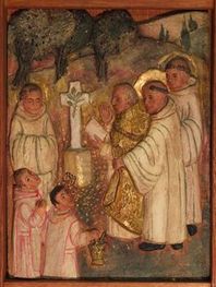 bénédiction et pause de la première pierre de Monte Oliveto par l'évêque d'Arezzo
